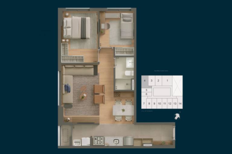 2 Dorm. 58m²