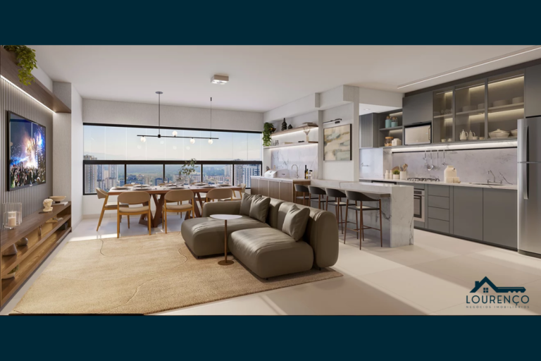 Ilustração Artistica do Living da planta de opção 83m²