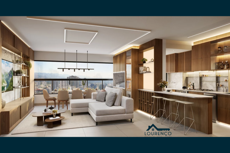 Ilustração Artistica do Living da planta opção de 95m²