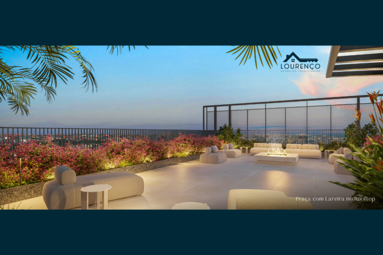 Praça com lareira no rooftop