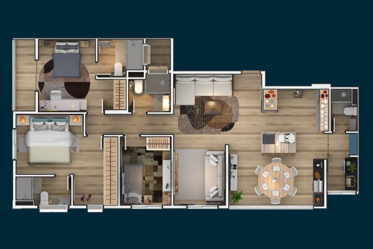 planta com sala estendida