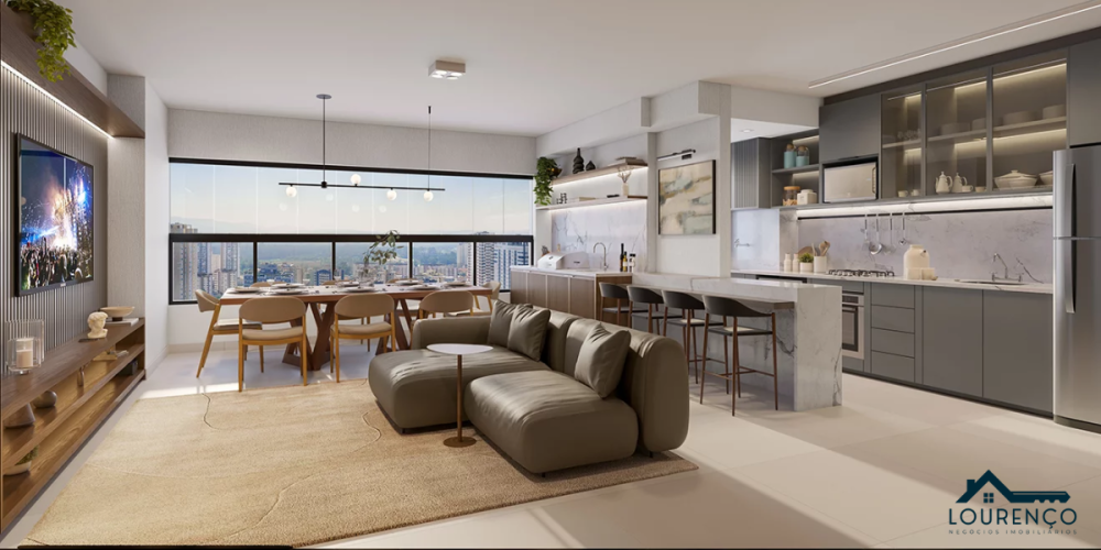 Ilustração Artistica do Living da planta de opção 83m²