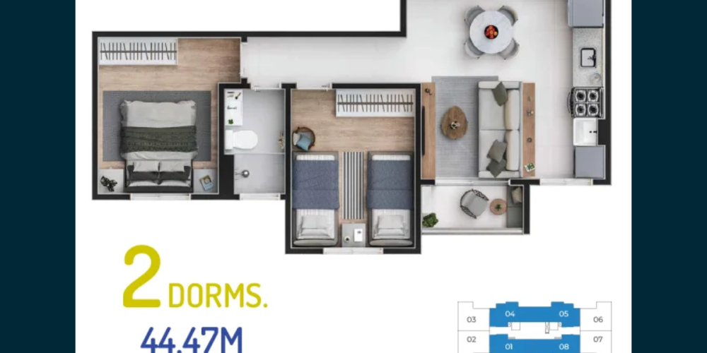 Planta 2 dormitórios